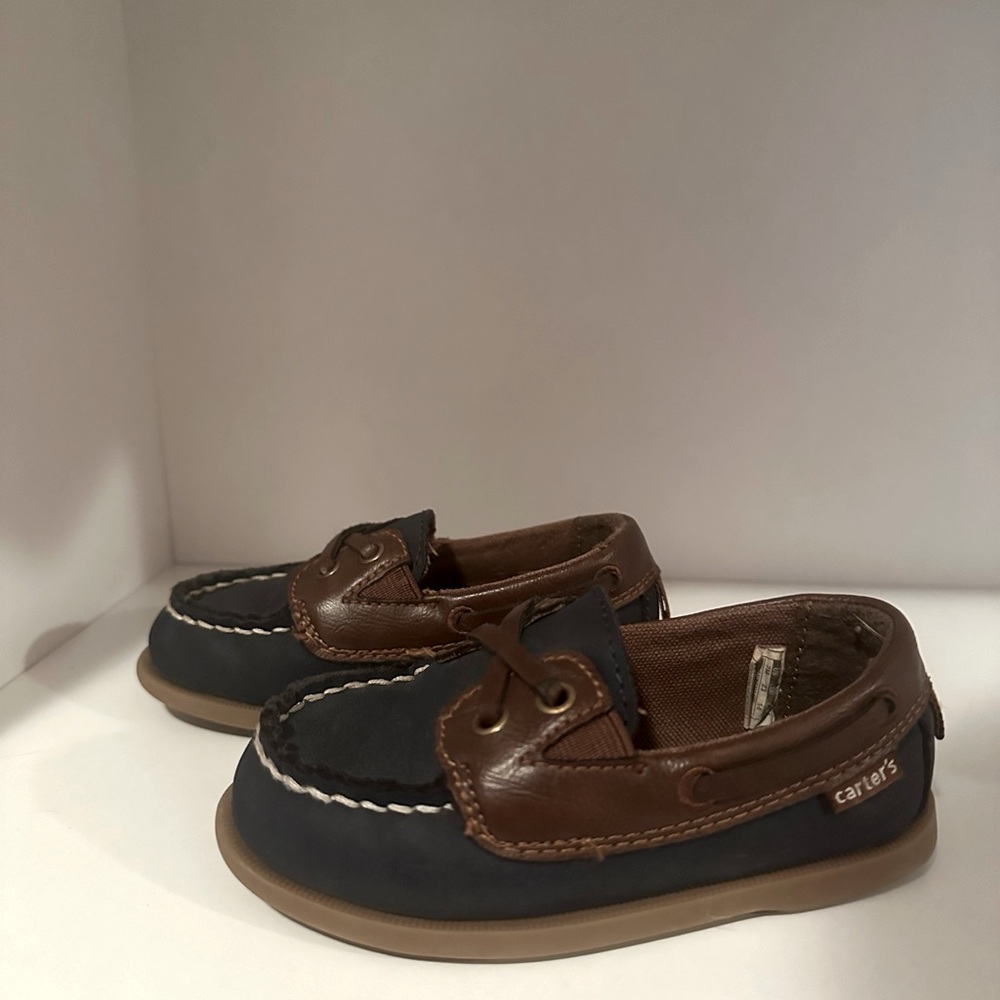 Brown and navy baby boys dress shoes